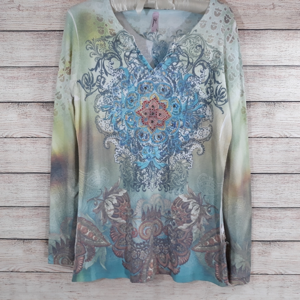 Kiara Mandala Ribbed Top